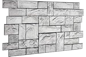 NOVECRAFTO Pannelli decorativi a parete in mattoni grigio pietra con struttura 3D - 14 fogli | 6,74 mq | 72,58 piedi quadrati pannelli in plastica ardesia PVC