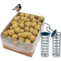 dobar 100 Meisenknödel Insekten mit Netz inklusive 2 gratis Meisenknödelhalter zum Aufhängen, Wildvogelfutter…