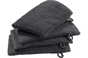 ‎ERWIN MÜLLER Erwin Müller Waschhandschuh-Set 4er-Pack grau Größe 15x21 cm - Ludwigsburg - 100% Baumwolle - kuschelweich, saugstark, voluminös - praktisch durch Schlaufe (weitere Farben)