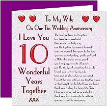 TIN Anniversary Gift 10th Wedding Anniversary 10th Tin Gift Personalised 10th Anniversary Frame 10 Year Marriage Tin Anniversary Present - View #10