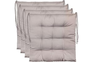 Brandsseller Cuscino per Sedia circa 40 x 40 cm Cuscino per Poltrona con Cinghie di Fissaggio per Interni Esterni come Set da 4 - Grigio Chiaro