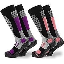 Chaussettes De Ski Laine Mérinos 2 Paires, Jusqu’au Genou
