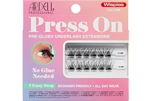 Ardell Pestañas Press On Sin Pegamento Set Mini Wispies Pre-glued Underlash Extensions 12 mm y 14 mm Fácil de Usar para Principiantes