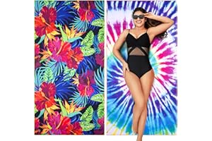 Winthome Strandtuch Einseitig Schnelltrocknend- Mikrofaser Strandtuch Leicht, Strandhandtuch Groß Sandfrei, Vielseitiges für Damen Herren Reise Urlaub Schwimmen Camping, mit Tasche(180x90cm, 2 Pack)