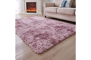 MARATIP Puszysty dywan do salonu duży rozmiar dywan do salonu nowoczesny pokój dziecięcy antypoślizgowe dywany, miękki i puszysty kolorowy dywan do sypialni (fioletowy różowy, 120 x 160 cm)
