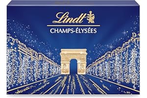 Lindt - Boîte CHAMPS-ELYSEES - Assortiment de Chocolats au Lait, Noirs et Blancs, 182g