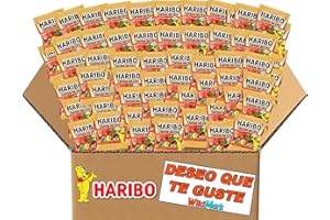 Lote Mini Bolsitas Ositos Haribo con Tarjeta WikiMark "Deseo que Te Guste". Bolsitas de Gominolas Haribo Perfectas para Regalar en Cumpleaños, Comuniones o Bautizos. (100 Bolsitas)
