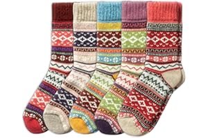 NORDIC Socks 5 Pairs, Merino Wool Socks for Men & Women, Winter socks, Warm socks