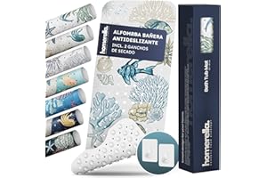 homerella® Alfombra de baño Antideslizante y Delicada con la Piel, 100x40cm, Incl. Ganchos | Esterilla de Tina sin BPA | Estera Resistente al Moho y Lavable a máquina | Alfombrilla de baño