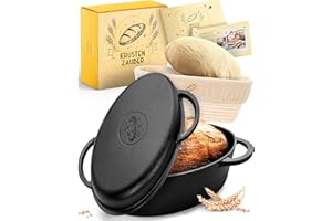 KRUSTENZAUBER Casseruola in ghisa con coperchio, pentola per pane, accessori per la cottura del pane