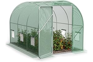VonHaus Polytunnel Greenhouse – 3 x 2m Walk in Poly Tunnel Tent – 6m² Heavy Duty Weatherproof Green House for Garden and Outdoor with Roll-up Mesh Windows, Galvanised Steel Frame and Hinged Door
