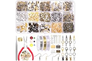 Swpeet Kit di forniture per la creazione di gioielli con strumenti, 40 stili di risultati, perline e ciondoli in 6 colori, pinze, fili, pinzette e apri anelli (S3210)
