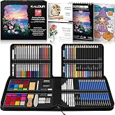 KALOUR Set de dibujo 140 piezas, kit de bocetos con cuaderno de 3 colores &amp; papel para colorear, incluye tutorial, l&aacute;pices de