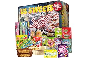 US Candy Adventskalender amerikanische Süßigkeiten 2025, 24 Tage original amercian Sweets mit Laffy Taffy, Twinkies, Toxic Waste, Kool-Aid u.v.m.