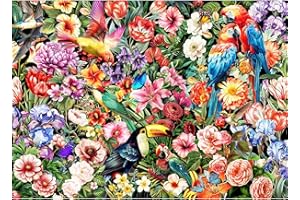 MOJIGE Jigsaw Puzzles for Adults 1000 Piece Jigsaw Puzzles for Adults Educational Game Challenge Toy 1000 Pieces Puzzles for Adults Kids.Educational Games Home Decoration.Theme: Flowers and Birds