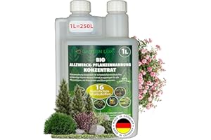 Garten Lux - BIO Engrais liquide concentré pour plantes de jardin et d'intérieur, Engrais universel avec 16 composants naturels, 1L de concentré donne 250L d'eau d'arrosage