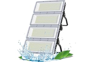 TASINUO Projecteur Exterieur LED 400W, 4 en 1 Projecteur LED Extérieur 40000LM 7000K,Spot LED Extérieur IP67 Étanche, 85-265V Lampe LED Exterieur,Eclairage Exterieur pour Jardin Terrasse Garage Usine