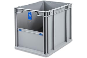 ‎AIDB aidB Eurobox NextGen Insight Cover blau, 400x300x320 mm, Cover hoch, robuste Regalbox mit Entnahmeöffnung, stapelbare Kunststoffkiste, ideal für die Industrie, 1St