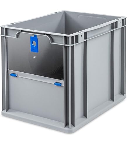AidB Scharnierdeckel-Set Für Eurobox NextGen 600x400 Mm – Inkl. 2 Gelbe Schnappverschlüsse