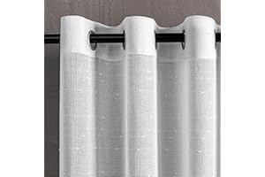 MYSKY HOME Cortinas blancas con ojales, cortinas de voile para habitación infantil, juego de 2 unidades, modernas, blancas a rayas, con ojales, transparente, para dormitorio, alto 175 x ancho 140,