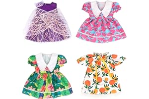 ZWOOS Ropa de Muñeca Bebé para New Born Baby Doll, Adorable Vestido de Algodón para Muñecas 36-43 cm, Paquete de 4