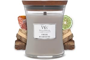 Woodwick Hourglass Vela Aromática en Tarro Mediano, Gris (Fireside), 275g