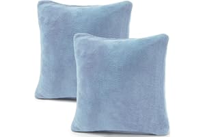 CelinaTex 2er Set Kissenbezug 80x80 cm Doppelpack Coral Fleece Kissenhülle, Kopfkissenbezug Kissen Überzug Comfortable hell blau 5001356