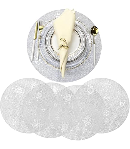 100 stuks wegwerp placemats set, 35 cm metallic ronde folie gaas