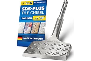 S&R Högpresterande Kakelmejsel SDS plus 165 mm x 75 mm vinklad, Mejsel av industriell kvalitet Tillverkad i Tyskland, optimer