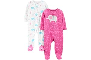 Simple Joys by Carter's Tutina con Piede in Pile Bimba, Pacco da 2