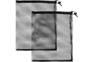 SUBTAVIK Lot de 2 Sacs à Cordon en Maille - Grands Sacs de Rangement en Filet Nylon Noir pour Piscine et Plage