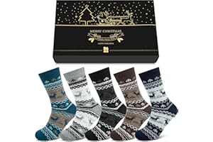 Chalier Cozy 5 par męskich skarpet termicznych, grube i ciepłe wełniane skarpety na zimną zimę, skarpety do pracy na piesze wycieczki, z pudełkiem na prezent, Styl 5, rozmiar uniwersalny