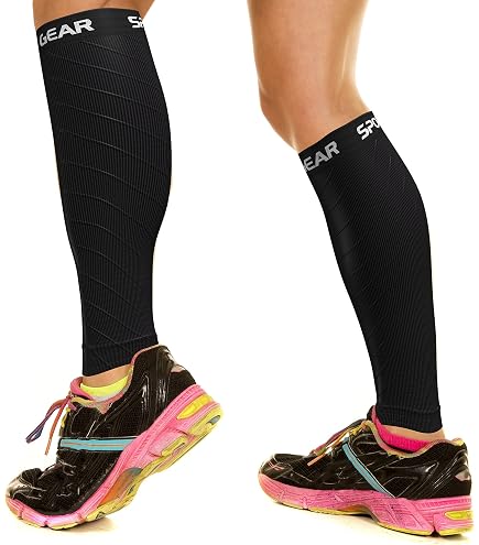 COZLOW Ginocchiera per sollievo da artrite e menisco lacerato (media, 41-46 cm), 2 maniche di compressione per ginocchio nere con imbottitura per rotula, supporto traspirante per sport e corsa