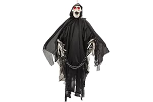 PREXTEX Halloween Esqueleto Fantasma Animado con Ojos Rojos Que Brillan - Decoración para Halloween, Fiesta de Halloween, Decoracion Exterior Interior Casa - 50 cm