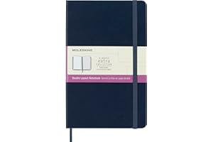 Moleskine, Taccuino Classic, Pagine Bianche e a Righe, Copertina Rigida e Chiusura Elastica, Formato Grande 13x21 cm, Colore Blu Zaffiro, 192 Pagine