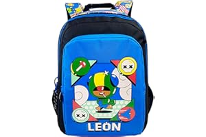 CYPBRANDS Brawl Stars Plecak młodzieżowy, Przystosowany do wózka, Materiał szkolny, Lew, Plecak szkolny, Niebieski, Unisex, Backpack, Oficjalny produkt (CyP Brands)