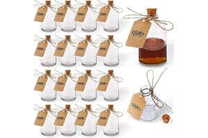 Smiths Mason Jars 16 Pack 50ml Transparent Glass Bottles with Cork Stoppers, Small Jars with Lids for Tinctures, Herbal Mixtures, Potions - Ideal for Wedding Favour, Shots, Crafts
