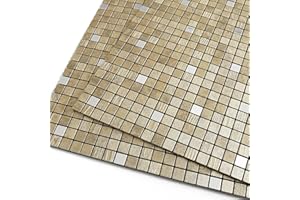 M MOFIT Mini Metallfliesen Selbstklebend Wandfliesen,Mosaik Fliesenaufkleber Selbstklebende Fliesen Quadratisch Küche Bad（Goldene Ernte,10 Stücke)