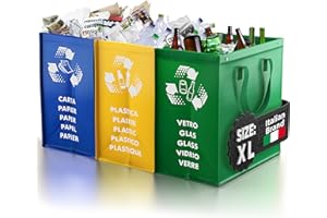 PTMS® Sac tri selectif Maxi XL - Poubelle tri selectif 3 bac pour Le Verre, Le Papier et Le Plastique - Déchets et Recyclage Poubelle de tri des déchets - Poubelle Recyclage Facile à Vider