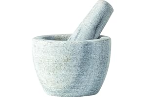 JADE TEMPLE 17440 Marmor Mörser mit Stössel, Steingut, Grau