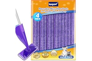 KEEPOW 4 Lingettes Reutilisable pour Swiffer WetJet 30x14cm, Microfibre Lavable Recharge pour Swiffer Wetjet Lavette Réutilisable, Frotter Sols Secs Humides, Violet