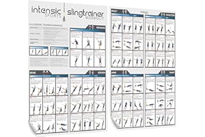 intensic SPORTS Slingtrainer Workout Poster Set | 60 Fitness-Übungen für Slingtraining | Muskelaufbau & Krafttraining Homeworkout Fitnesstraining zuhause ohne Hanteln Sport-Geräte Schlingentrainer