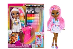 Rainbow High Air Brush & Create - 1 Bambola alla Moda Fai da Te con Kit Aerografo, Pennarelli Arcobaleno Lavabili, Capelli Lunghi, Occhi Grigi, Gioco Creativo. età 4-12