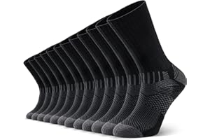 TIBISI Mens Socks Cushion Wicking Breathable Comfortable Crew Socks Outdoor Multipack Hiking Trekking Walking Athletic Work Socks 6 Pairs