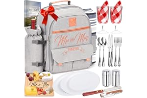 DELUXY Mr and Mrs Insulated Picnic Backpack For 2- Wedding Gifts For Couple 2024, Cute Bridal Shower Gifts For Bride, Couples Gifts, Engagement Gifts For Couples Newly Engaged Unique, Anniversary…