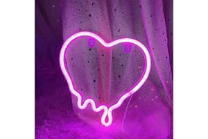 DWOOKE Neon Heart Light - Pink Battery/USB Powered Wall Light for Home, Valentine's Day, Christmas, Party