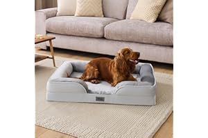 SNUG IS HAPPY SLEEP Snug Orthopaedic Dog Bed - Cosy Comfortable Pet Bed with Ergonomic Egg Crate Foam for Body & Head Support - Super Soft Velvet Removable Washable Cover with Non-Slip Base, Small-Medium 58x72cm, Grey
