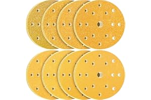 KONGMING 80 Piezas Disco Lija 150 mm Grano 40 60 80 120 180 220 320 400 15 Agujeros para Lijas para Lijadora Orbital