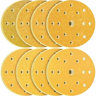 Heyiarbeit 10Pcs 9\" 8 Hole Hook And Loop Sanding Disc 120 Grit Flocking Sandpaper Random Orbital Sander Paper