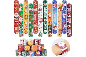 KEYIDO 48 Pieces Christmas Snap Bands Christmas Slap Bands for Kids Xmas Slap Bracelets Christmas Gifts for Children Party Fair Prizes Classroom Teacher Gifts bag fillers